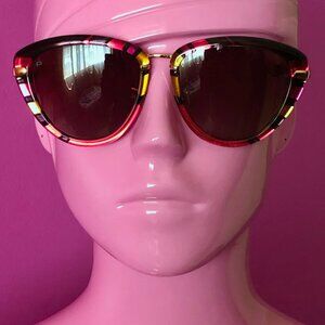 Privé Revaux Sunglasses The Monet Polarized Cat-Eye Frame Unisex Gold Tone Multi